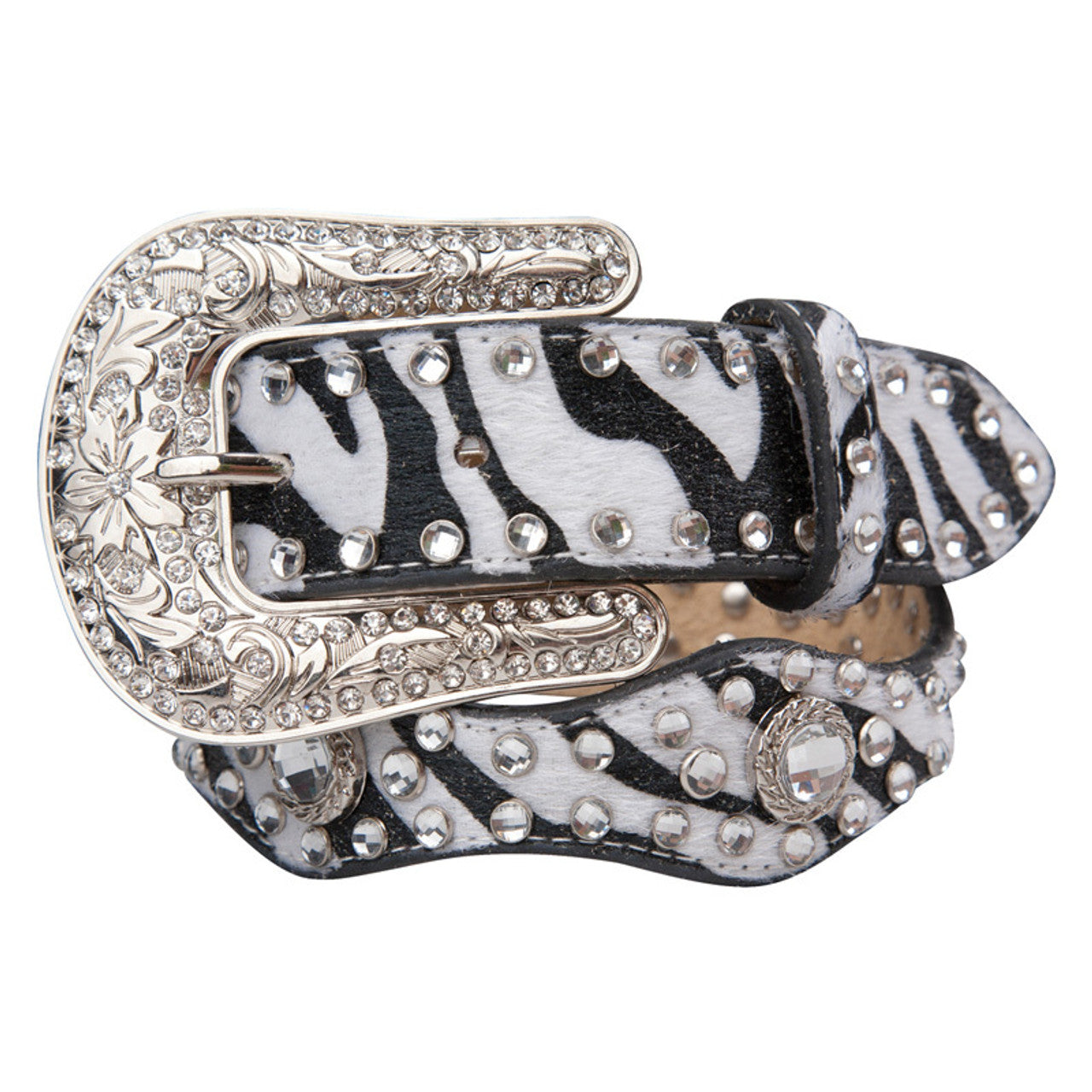 Zebra Scalloped Belt with Crystals