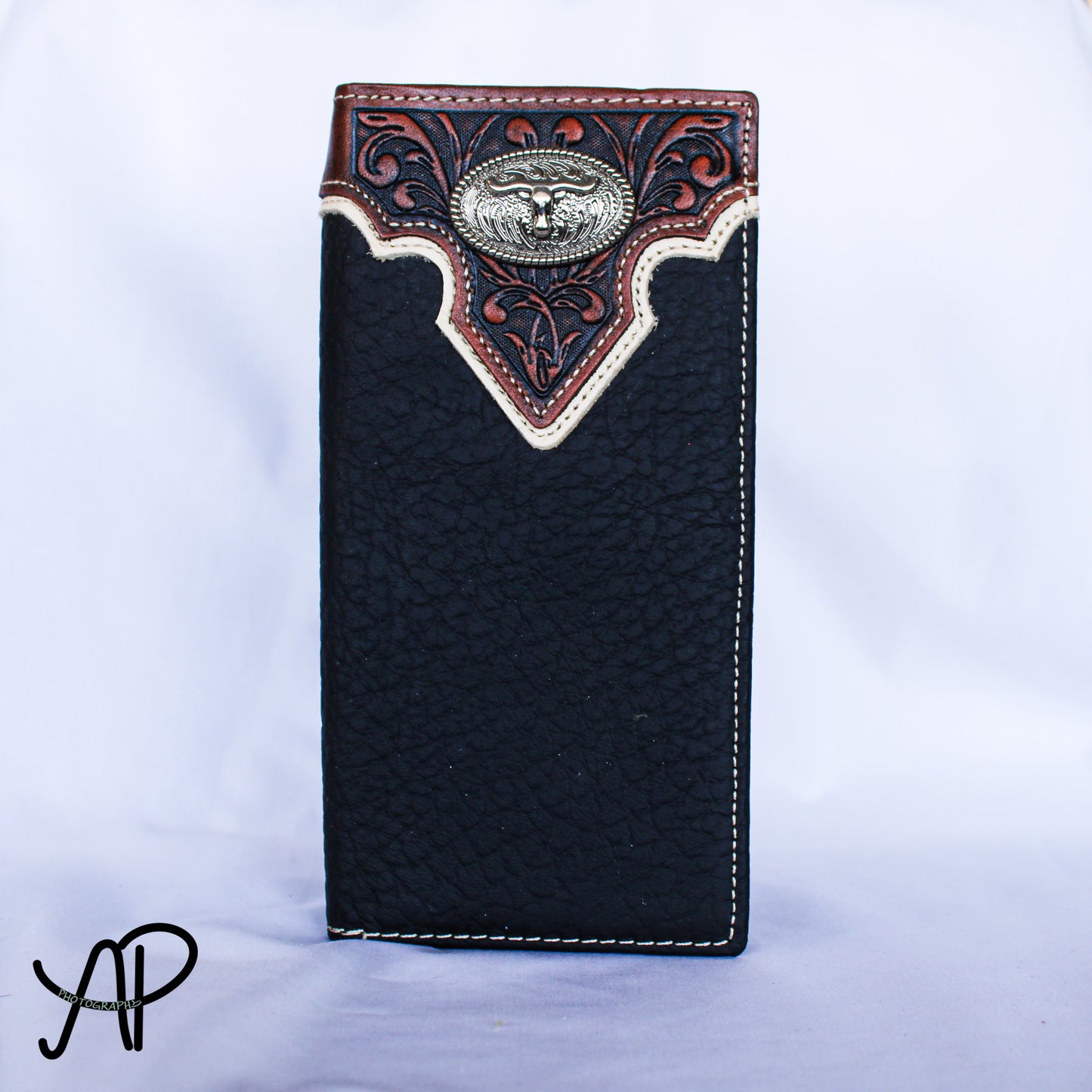 Black Bull Hide Tall Wallet