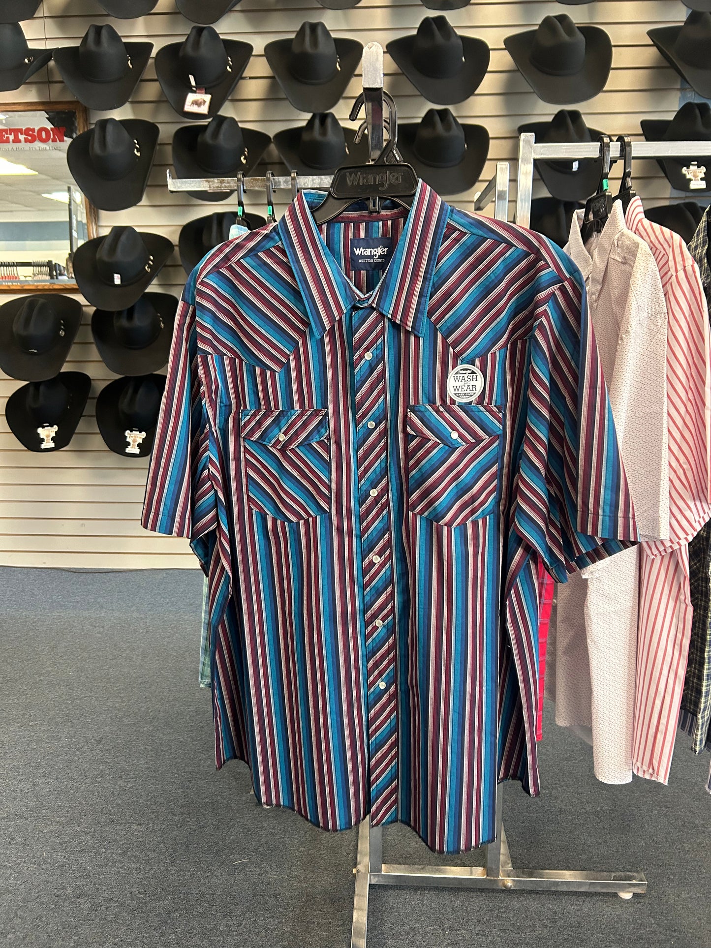 Wrangler Red and Blue Plaid Short Sleeve