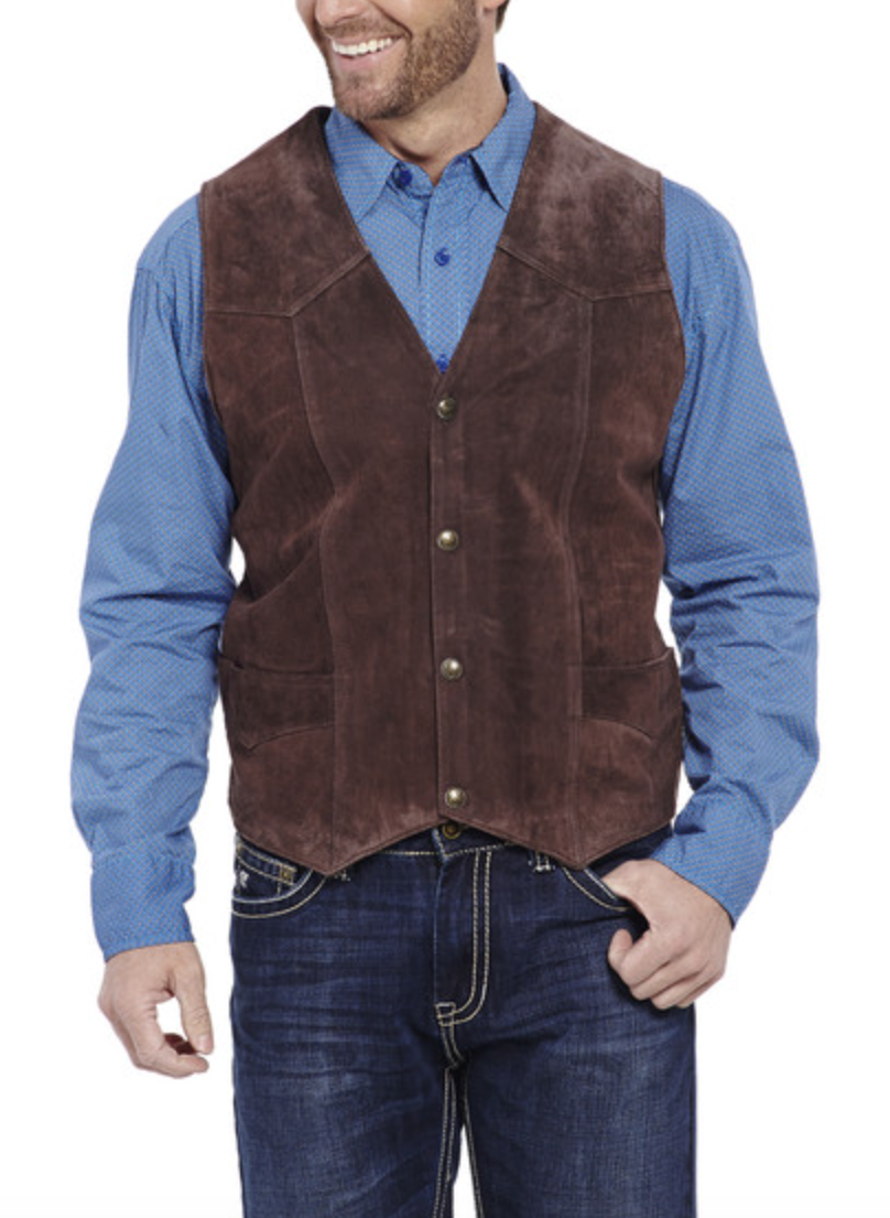 Men's Chocolate Brown Suede Leather Vest