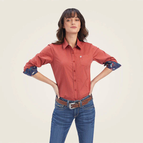 Kirby Stretch Red Pinstripe Long Sleeve