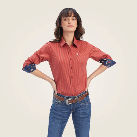 Kirby Stretch Red Pinstripe Long Sleeve