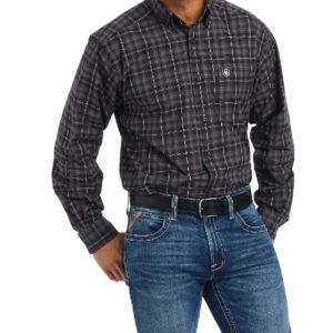 Wilder Black; Ariat Men's Pro Series Fitted Long Sleeve Button-Up
