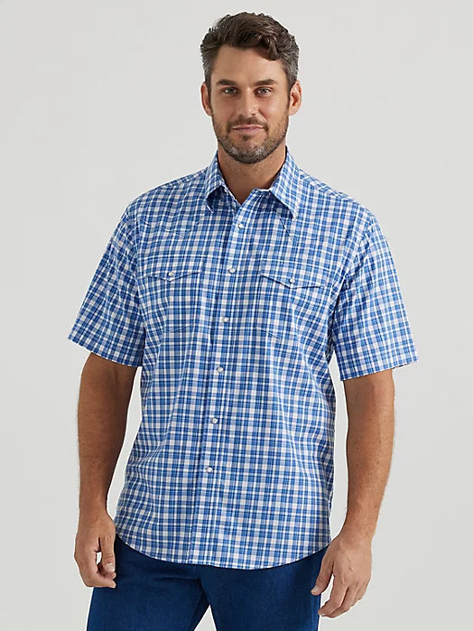 MENS WRINKLE RESIST SHORT SLEEVE PLAID SHIRT