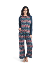 Women's Long Sleeve Pajama Set Bucking Serape Blue