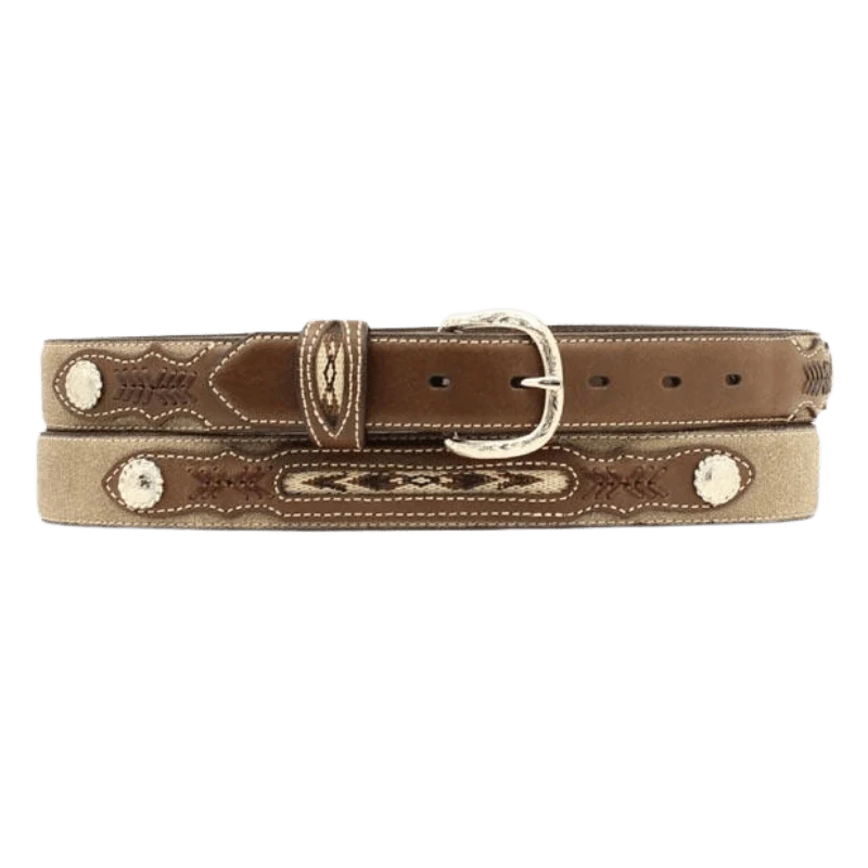 Boys Brown Fabric Inset Concho Belt