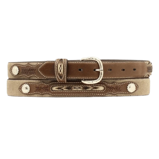 Boys Brown Fabric Inset Concho Belt