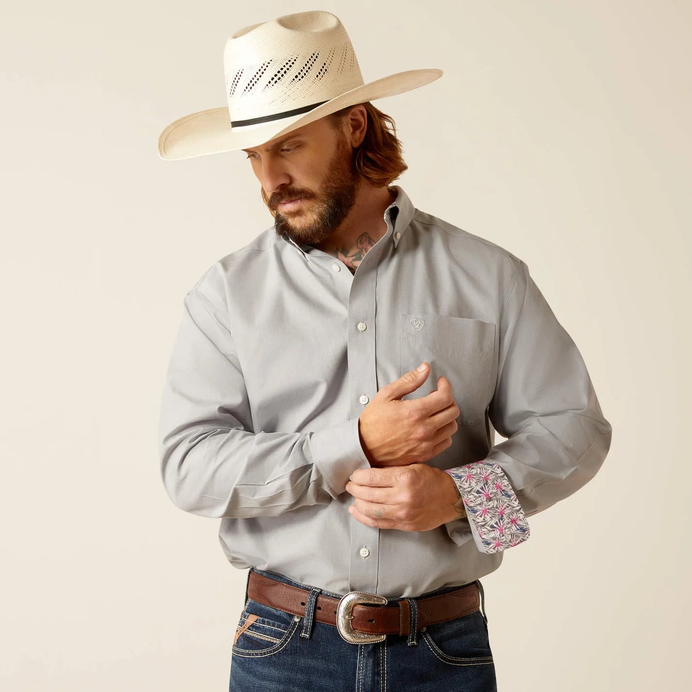 WF Solid Pnpnt Oxfrd LS Shirt HBR