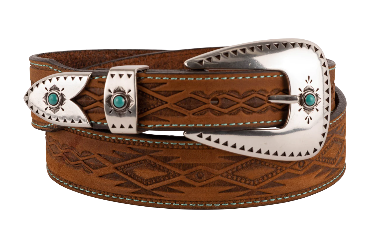 Dakota Brown Embossed Western Belt