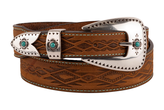 Dakota Brown Embossed Western Belt