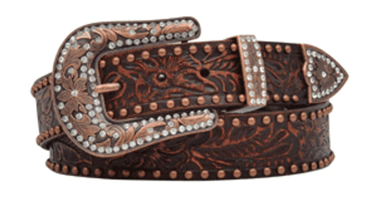 BELT FLORAL EMBOSSED BRONZE