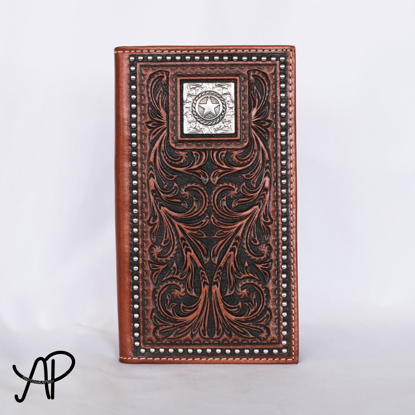 Tooled Leather Long Wallet