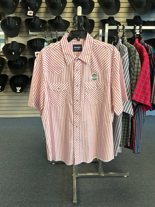 Wrangler Red and White Striped Short Sleeve