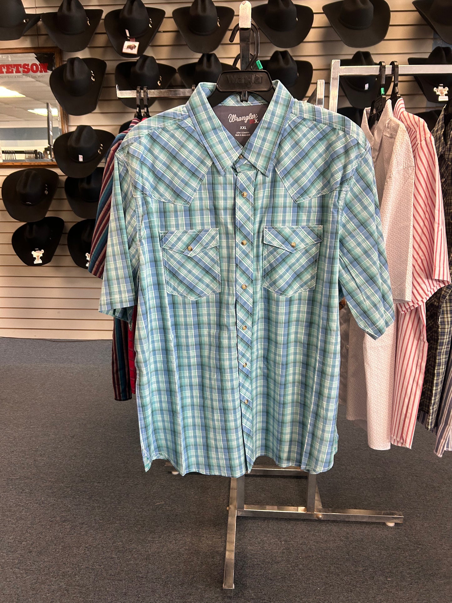 Wrangler Blue and Green Short Sleeve