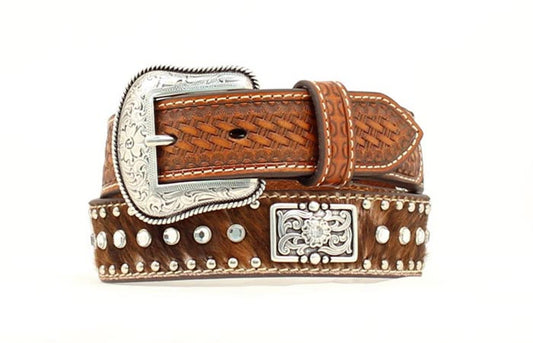 BOYS CALF HAIR BELT RHINESTONE