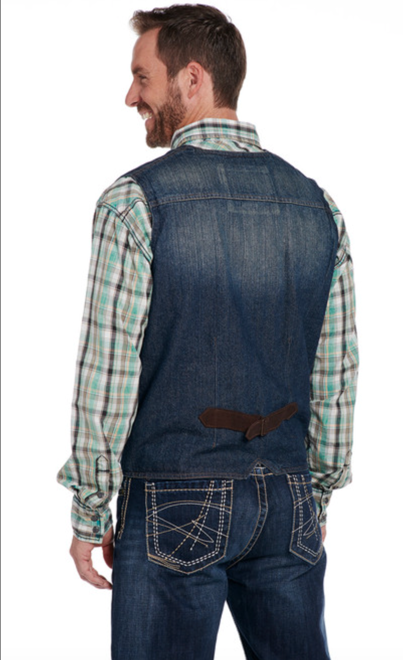 Stonewashed & SandBlasted Snap Front Denim Vest