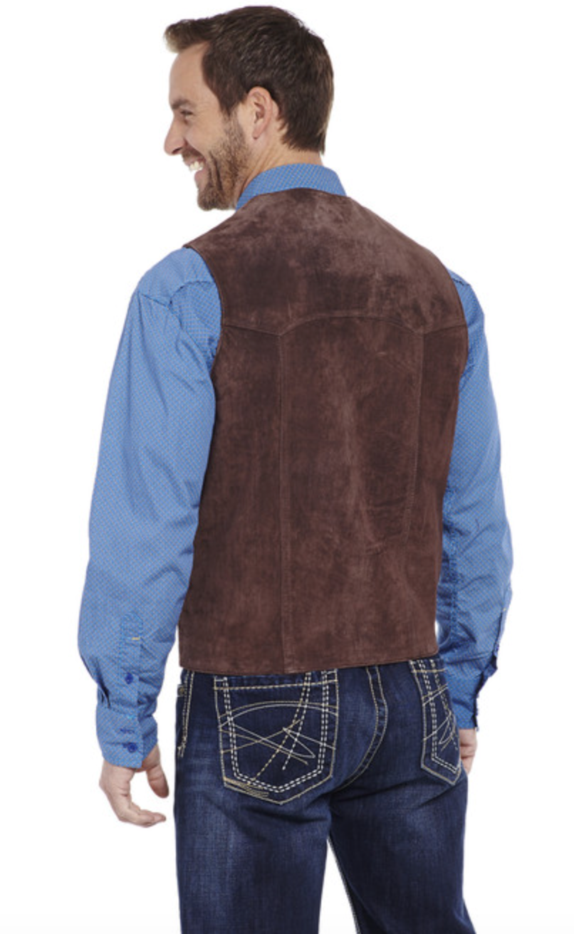 Men's Chocolate Brown Suede Leather Vest