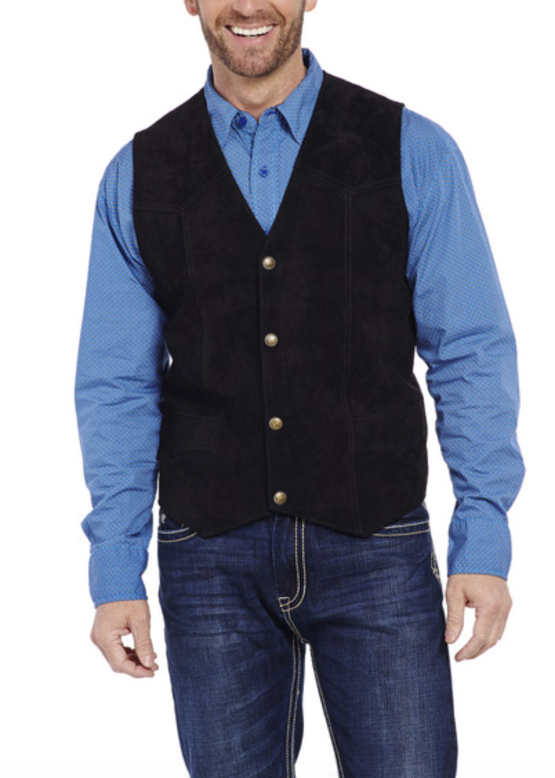 Men's Black Suede Leather Vest