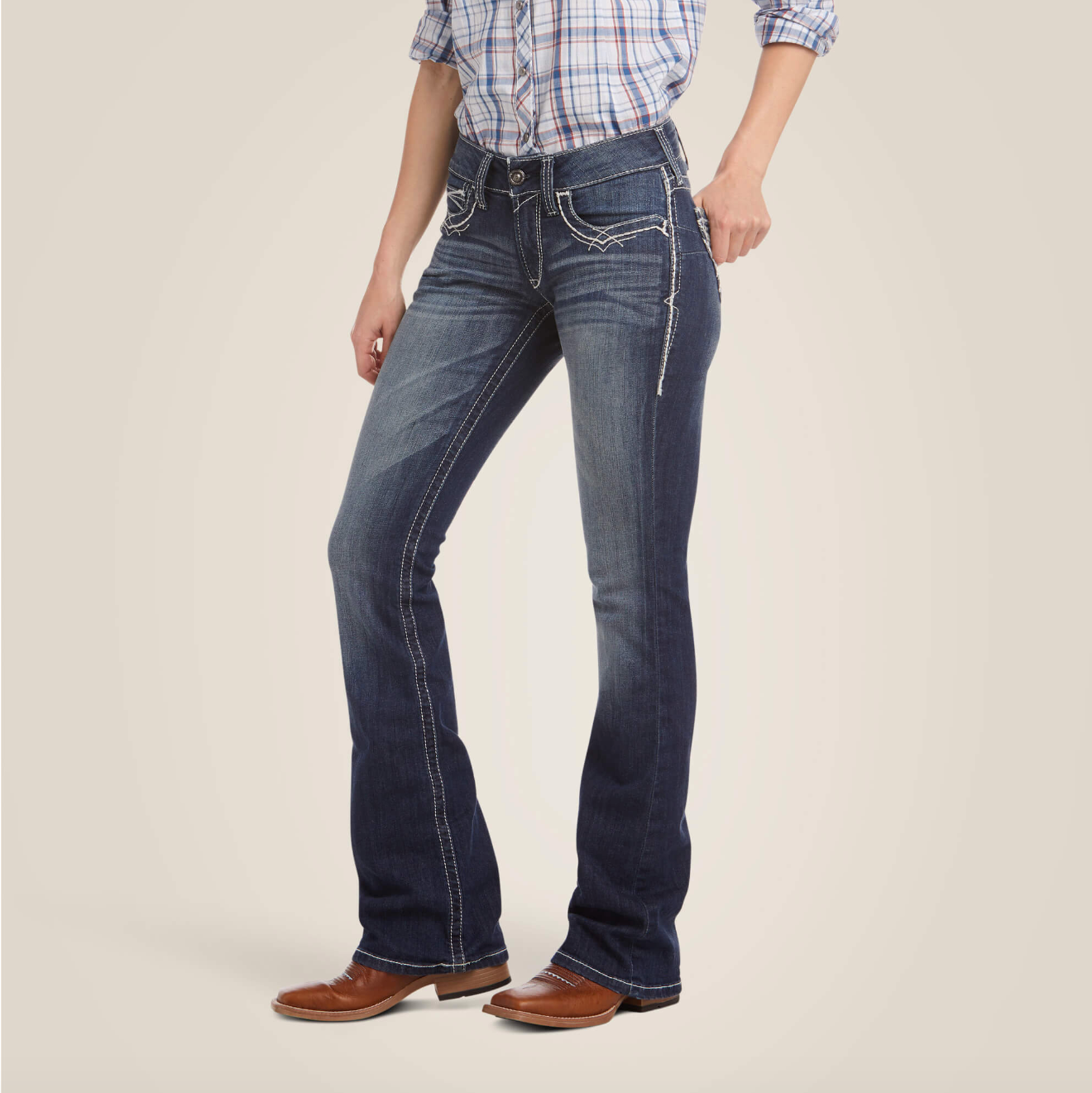 Womens Ariat R.E.A.L Mid Rise Boot Cut Jeans