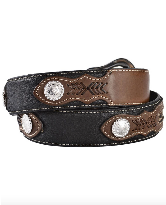 Mens Nocona Inlay Ribbon Leather Belt