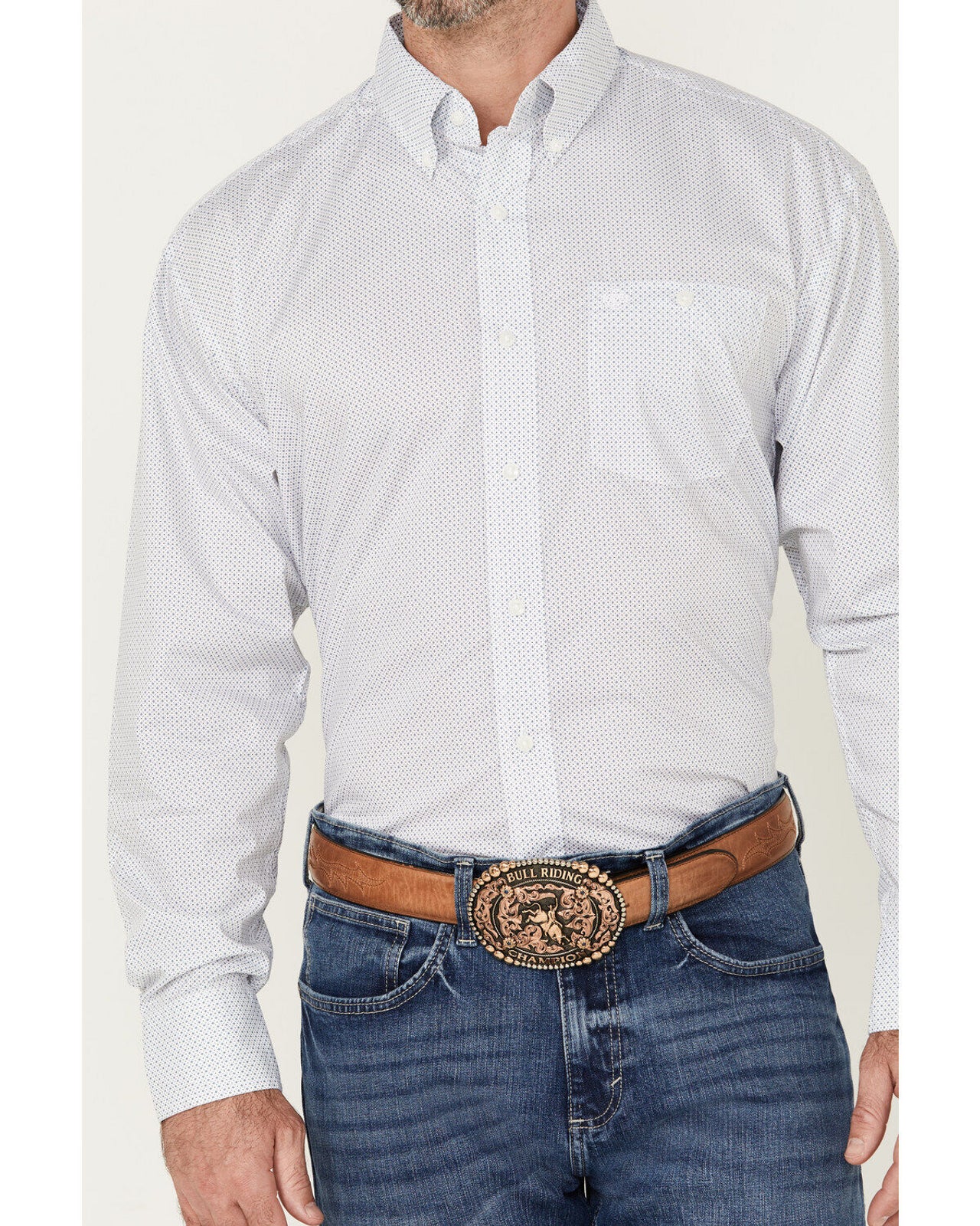 Speckled Ivory; Wrangler Long Sleeve Button-Up