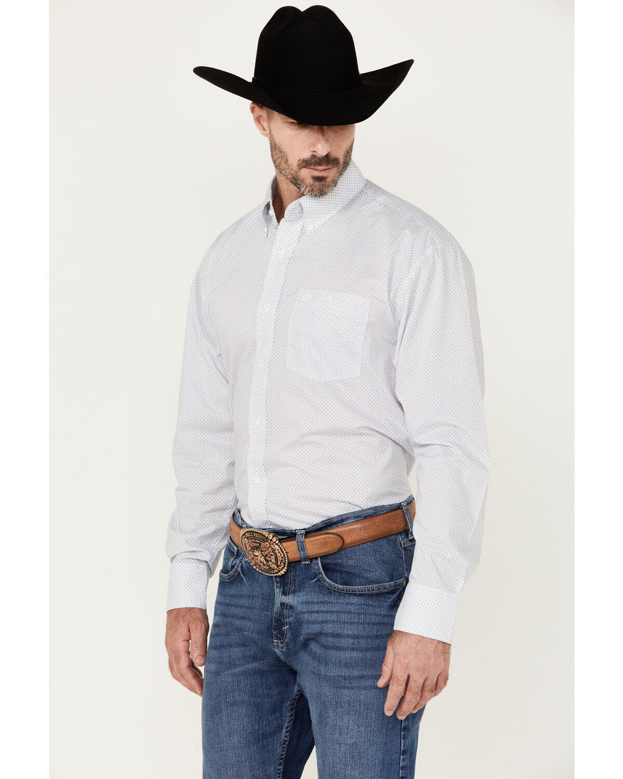 Speckled Ivory; Wrangler Long Sleeve Button-Up