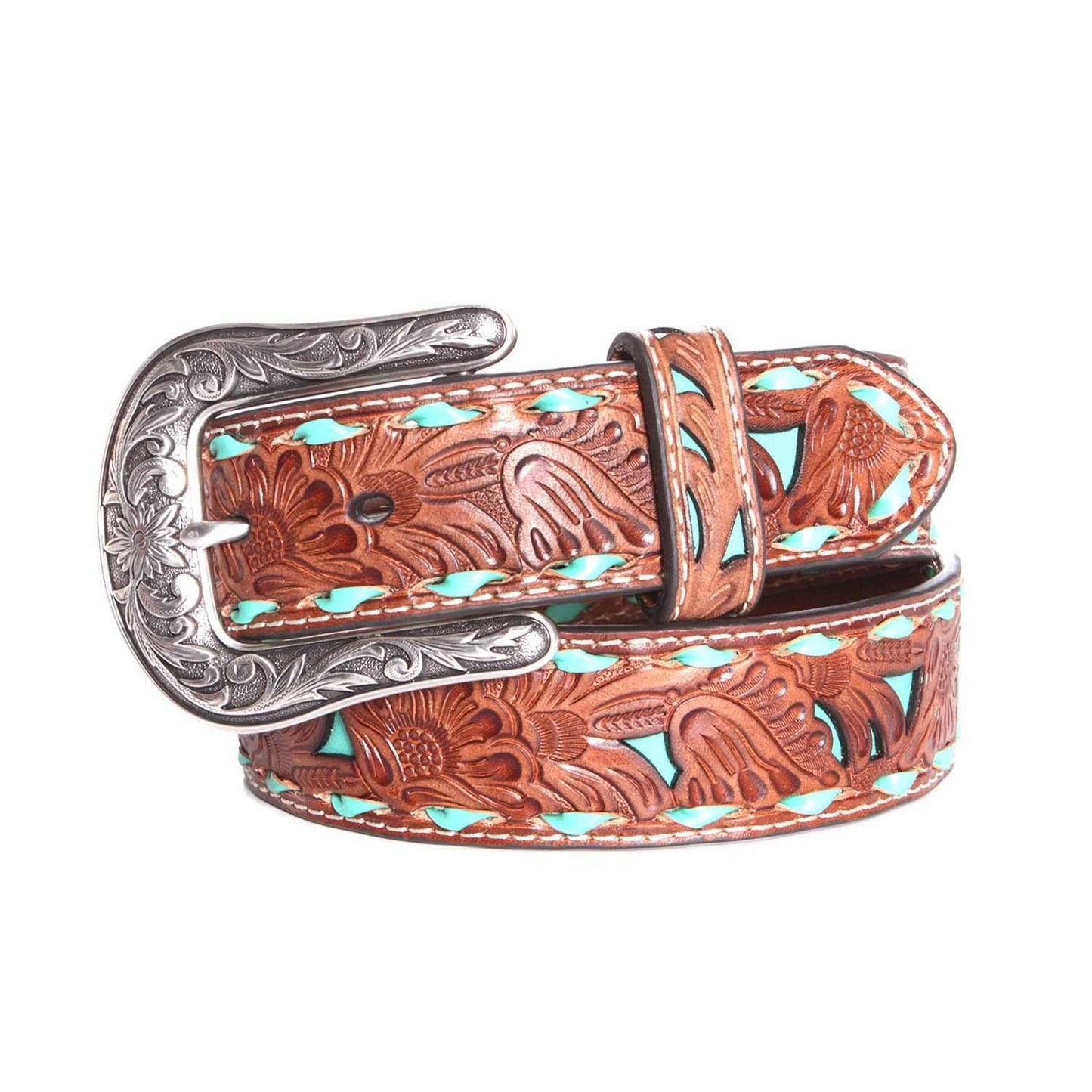 Floral Turquoise Weave Western Belt